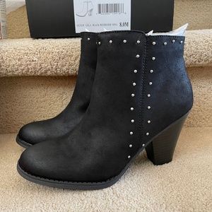 MIA black distressed nova studded booties